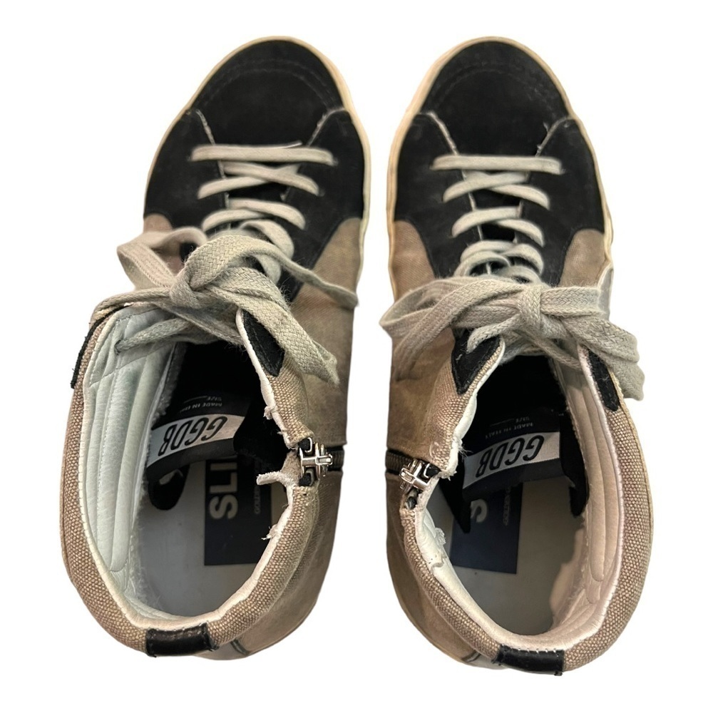 Golden Goose Slide High Top Sneakers IT 40 US 7 Designer Canvas Suede Zip - Picture 6 of 15